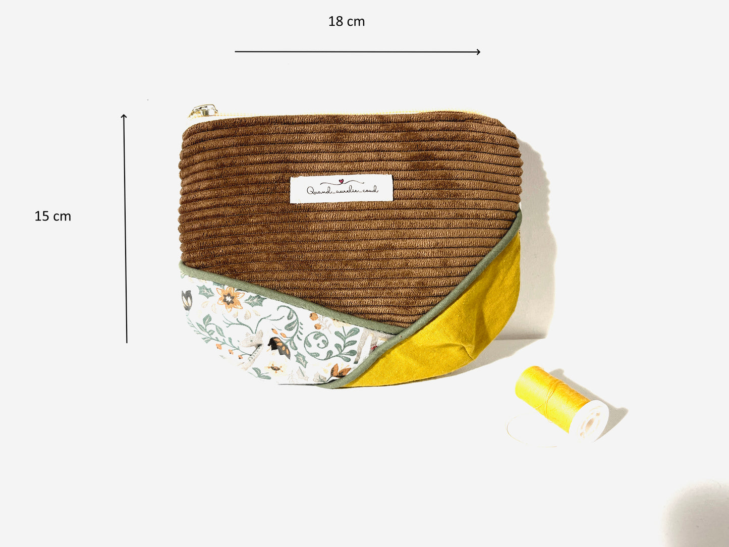 Ma pochette velours fourre-tout marron animaux de la foret