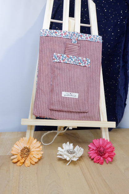 Pochette pour livre de poche Vieux rose et fleuri