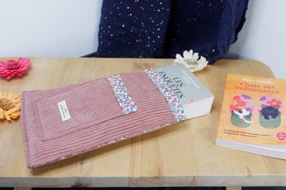 Pochette pour livre de poche Vieux rose et fleuri