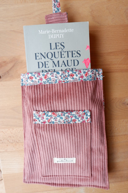 Pochette pour livre de poche Vieux rose et fleuri