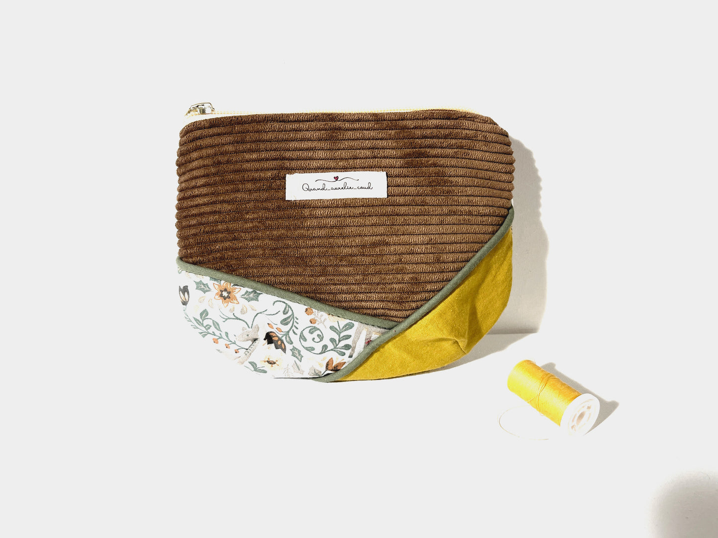 Ma pochette velours fourre-tout marron animaux de la foret