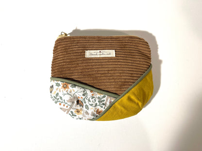 Ma pochette velours fourre-tout marron animaux de la foret