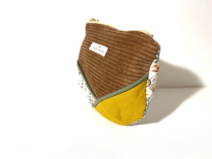 Ma pochette velours fourre-tout marron animaux de la foret