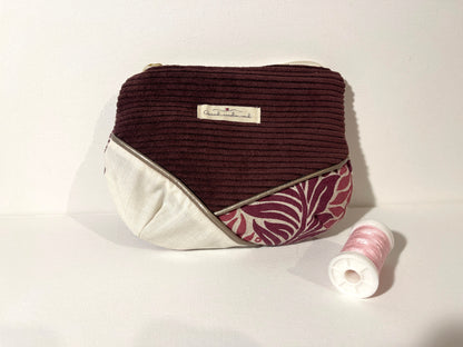 Ma pochette velours fourre-tout violette fleurie