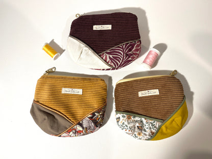Ma pochette velours fourre-tout marron animaux de la foret