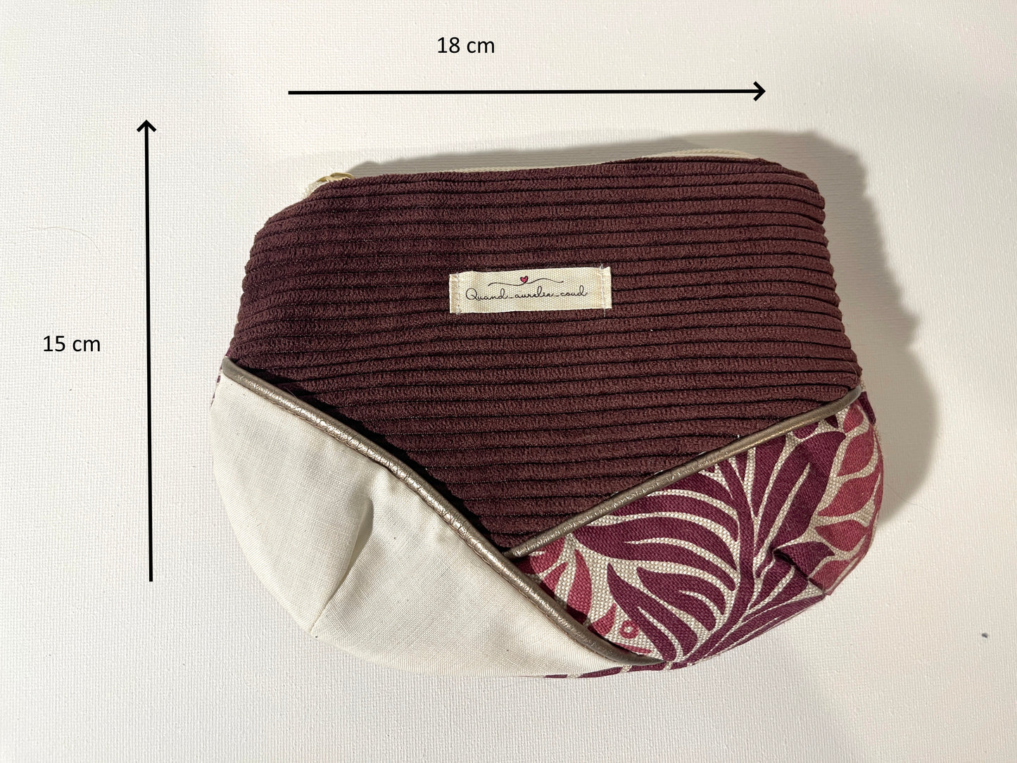 Ma pochette velours fourre-tout violette fleurie